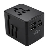 Adaptor pentru Calatorie Techsuit (HHT520), 3 x USB, Type-C, EU, UK, AUS, US, Negru