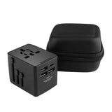 Adaptor pentru Calatorie Techsuit (HHT520), 3 x USB, Type-C, EU, UK, AUS, US, Negru