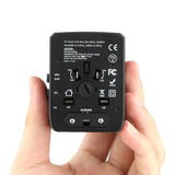 Adaptor pentru Calatorie Techsuit (HHT520), 3 x USB, Type-C, EU, UK, AUS, US, Negru