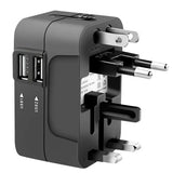 Adaptor pentru Calatorie Techsuit (HHT202), 2 x USB, EU, UK, AUS, US, Alb