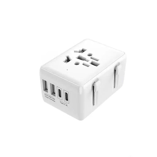 Adaptor pentru Calatorie Techsuit (HHT203A), PD20W, 2 x USB, 2 x Type-C, EU, UK, AUS, US, Alb
