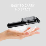 Selfie stick Techsuit (Q01), cu Bluetooth Telecomanda si Suport trepied stabil, 101cm, alb