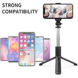 Selfie stick Techsuit (Q01), cu Bluetooth Telecomanda si Suport trepied stabil, 101cm, alb