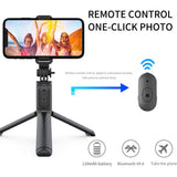 Selfie stick Techsuit (Q01), cu Bluetooth Telecomanda si Suport trepied stabil, 101cm, alb