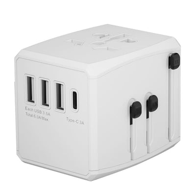 Adaptor pentru Calatorie Techsuit (HHT904-W3), PD30W, 3 x USB, Type-C, EU, UK, AUS, US, Alb