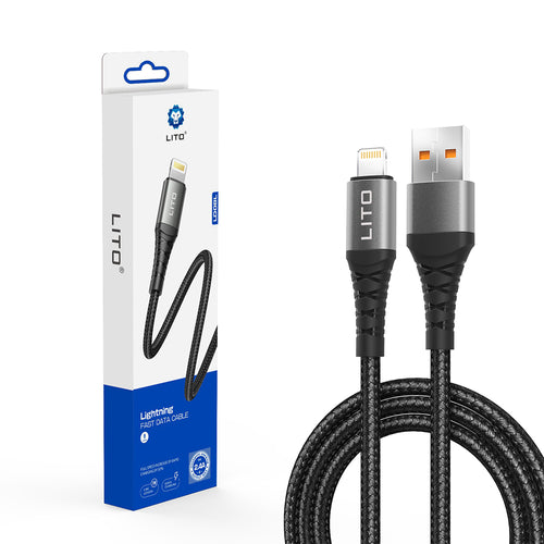 Cablu Lito de date (LD08L), USB-A to Lightning, Incarcare rapida, 2.4A, 1m, alb