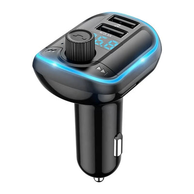 Modulator FM Yesido Modulator FM cu Incarcator auto (Y44), 2xUSB-A, cu Afisaj LED, RGB Light, 3.1A, negru