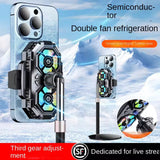 Cooler telefon Techsuit Phone Cooler (SL22), Twin Turbine, cu LED Afisaj digital, Lumini RGB, Gear Button, Fast Cooling, gri