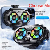 Cooler telefon Techsuit Phone Cooler (SL22), Twin Turbine, cu LED Afisaj digital, Lumini RGB, Gear Button, Fast Cooling, gri
