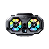 Cooler telefon Techsuit Phone Cooler (SL22), Twin Turbine, cu LED Afisaj digital, Lumini RGB, Gear Button, Fast Cooling, gri