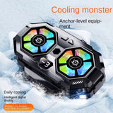 Cooler telefon Techsuit Phone Cooler (SL22), Twin Turbine, cu LED Afisaj digital, Lumini RGB, Gear Button, Fast Cooling, gri