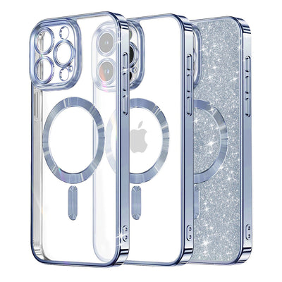 Husa pentru iPhone 12 Pro, Techsuit Lux Glitter MagSafe, bleu