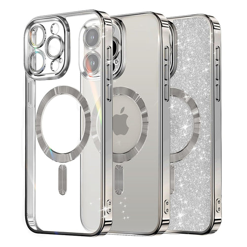 Husa pentru iPhone 12 Pro, Techsuit Lux Glitter MagSafe, argintiu