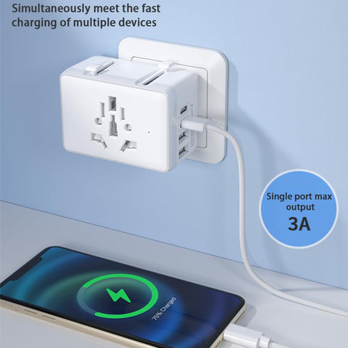 Adaptor pentru Calatorie Techsuit (HHt204A), 15W, 2xUSB-C, 2xUSB, EU to UK, AUS, US, Alb