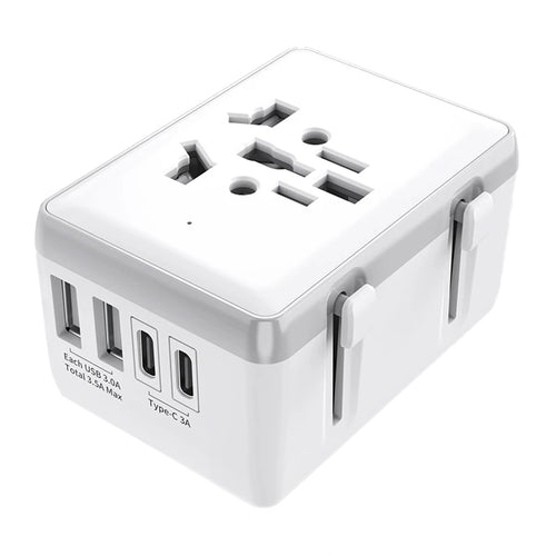 Adaptor pentru Calatorie Techsuit (HHt204A), 15W, 2xUSB-C, 2xUSB, EU to UK, AUS, US, Alb