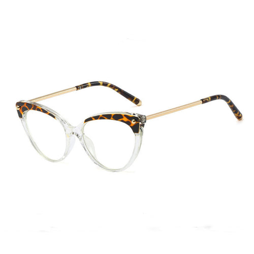 Techsuit Anti-Blue Light Glasses Reflex TR90 (F93308), Cat Eye, Clear / Leopard