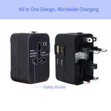 Adaptor pentru Calatorie Techsuit (HHT202), 2 x USB, EU, UK, AUS, US, Alb