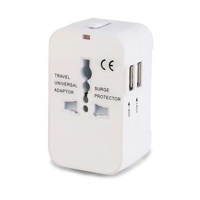 Adaptor pentru Calatorie Techsuit (HHT202), 2 x USB, EU, UK, AUS, US, Alb