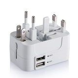 Adaptor pentru Calatorie Techsuit (HHT202), 2 x USB, EU, UK, AUS, US, Alb
