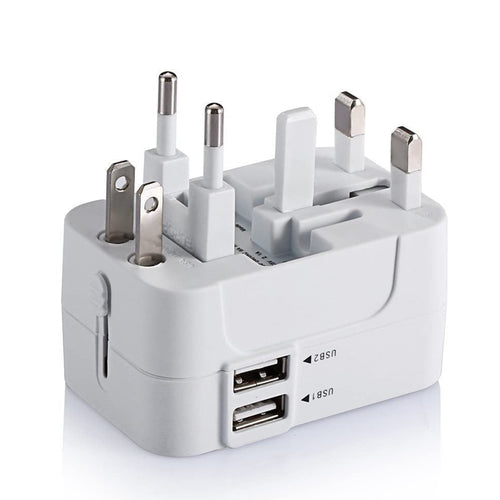 Adaptor pentru Calatorie Techsuit (HHT202), 2 x USB, EU, UK, AUS, US, Alb
