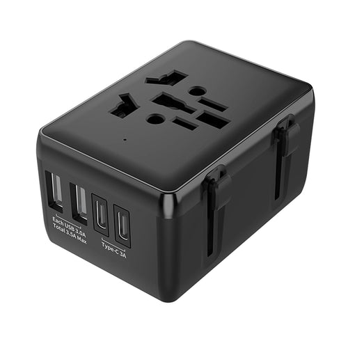 Adaptor pentru Calatorie Techsuit (HHt204A), 15W, 2xUSB-C, 2xUSB, EU, UK, AUS, US, Negru