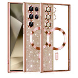 Husa pentru Samsung Galaxy S24 Ultra, Techsuit Lux Glitter MagSafe, roz auriu