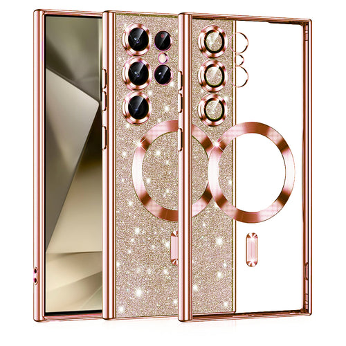 Husa pentru Samsung Galaxy S24 Ultra, Techsuit Lux Glitter MagSafe, roz auriu