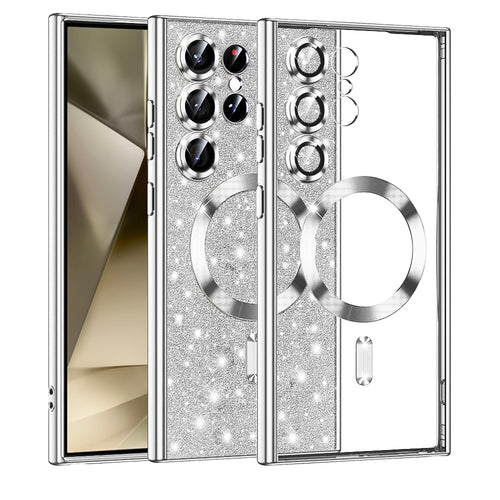 Husa pentru Samsung Galaxy S24 Ultra, Techsuit Lux Glitter MagSafe, argintiu