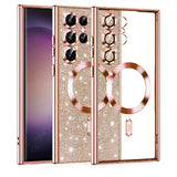 Husa pentru Samsung Galaxy S23 Ultra, Techsuit Lux Glitter MagSafe, roz auriu