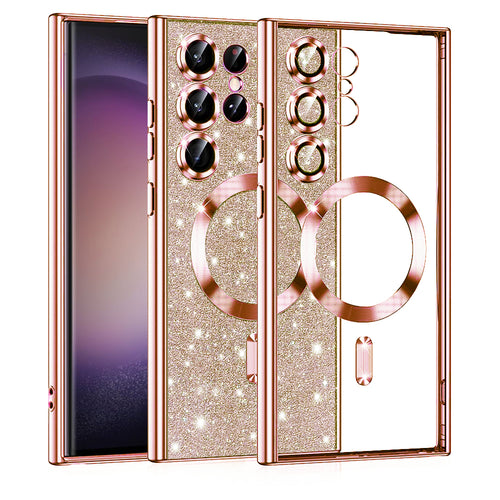 Husa pentru Samsung Galaxy S23 Ultra, Techsuit Lux Glitter MagSafe, roz auriu