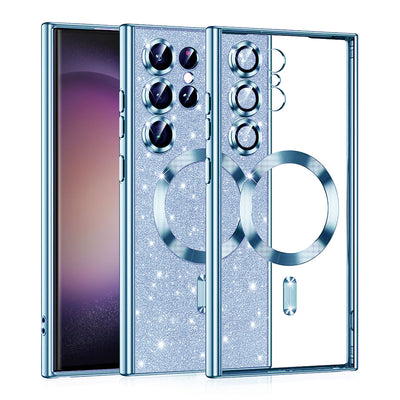 Husa pentru Samsung Galaxy S23 Ultra, Techsuit Lux Glitter MagSafe, bleu