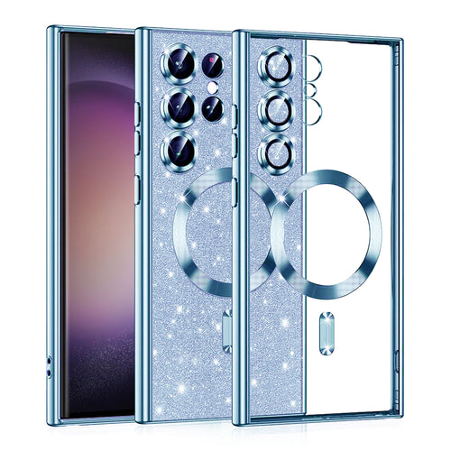 Husa pentru Samsung Galaxy S23 Ultra, Techsuit Lux Glitter MagSafe, bleu
