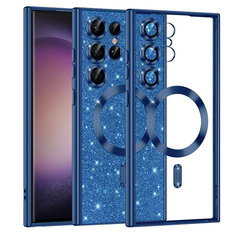 Husa pentru Samsung Galaxy S23 Ultra, Techsuit Lux Glitter MagSafe, albastru
