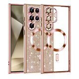 Husa pentru Samsung Galaxy S22 Ultra 5G, Techsuit Lux Glitter MagSafe, roz auriu
