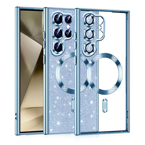 Husa pentru Samsung Galaxy S22 Ultra 5G, Techsuit Lux Glitter MagSafe, bleu