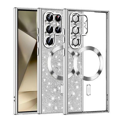 Husa pentru Samsung Galaxy S22 Ultra 5G, Techsuit Lux Glitter MagSafe, argintiu