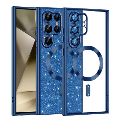 Husa pentru Samsung Galaxy S22 Ultra 5G, Techsuit Lux Glitter MagSafe, albastru