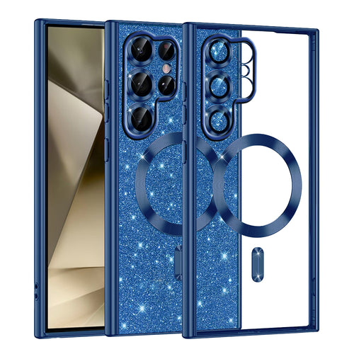 Husa pentru Samsung Galaxy S22 Ultra 5G, Techsuit Lux Glitter MagSafe, albastru