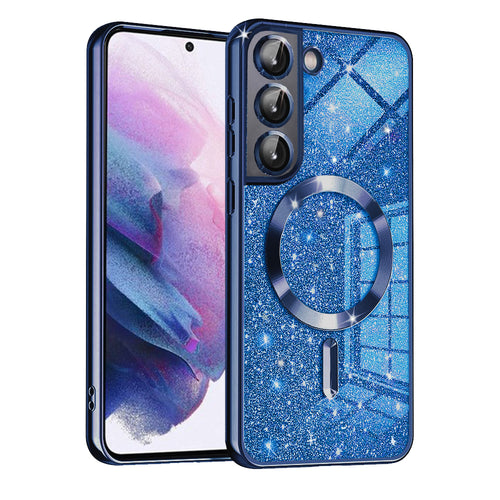 Husa pentru Samsung Galaxy S21 FE 5G, Techsuit Lux Glitter MagSafe, albastru