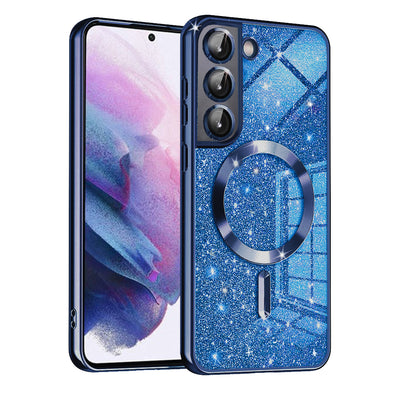 Husa pentru Samsung Galaxy S21 5G, Techsuit Lux Glitter MagSafe, albastru