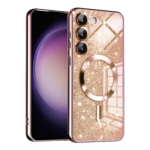 Husa pentru Samsung Galaxy S23, Techsuit Lux Glitter MagSafe, roz auriu