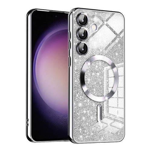 Husa pentru Samsung Galaxy S23 FE, Techsuit Lux Glitter MagSafe, argintiu