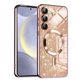 Husa pentru Samsung Galaxy S24, Techsuit Lux Glitter MagSafe, roz auriu