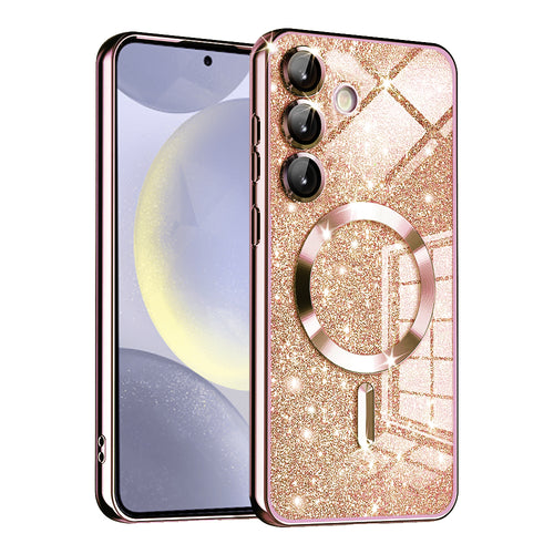 Husa pentru Samsung Galaxy S24, Techsuit Lux Glitter MagSafe, roz auriu