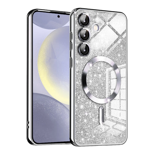 Husa pentru Samsung Galaxy S24, Techsuit Lux Glitter MagSafe, argintiu