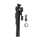 Selfie stick Techsuit (K30S), Compact Tripod Mount, Bluetooth Telecomanda, Double LED Light, Pliabil, 167cm, negru