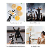 Selfie stick Techsuit (K30S), Compact Tripod Mount, Bluetooth Telecomanda, Double LED Light, Pliabil, 167cm, negru