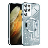 Husa pentru Samsung Galaxy S21 Ultra 5G, Techsuit Lux Glitter MagSafe, bleu