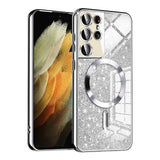Husa pentru Samsung Galaxy S21 Ultra 5G, Techsuit Lux Glitter MagSafe, argintiu