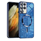 Husa pentru Samsung Galaxy S21 Ultra 5G, Techsuit Lux Glitter MagSafe, albastru